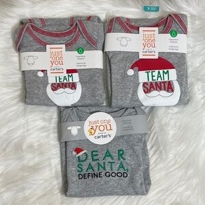 Carter's Gray Baby Onesies with Red Accents